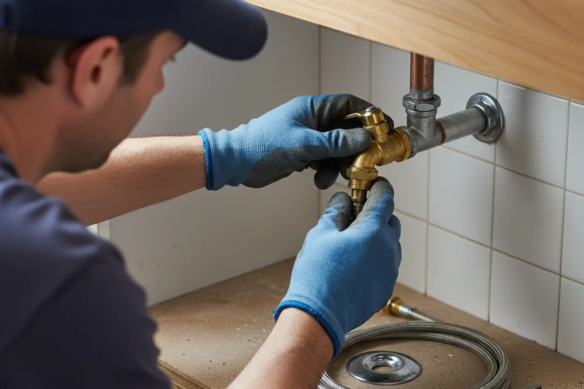 Shutoff valve and fitting work during Emergency Plumbing in Juliette